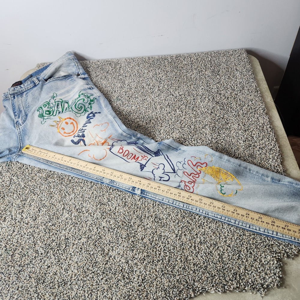 Switch Remarkable Jeans Mens *38x30‎ Slim Taper Fit Graffiti Streetwear Y2k - Picture 9 of 12
